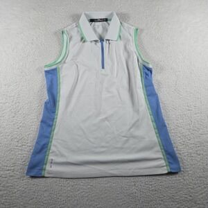 RLX Ralph Lauren Sleeveless Shirt Womens Larg White 1/4 Zip Vest Top Lightweight